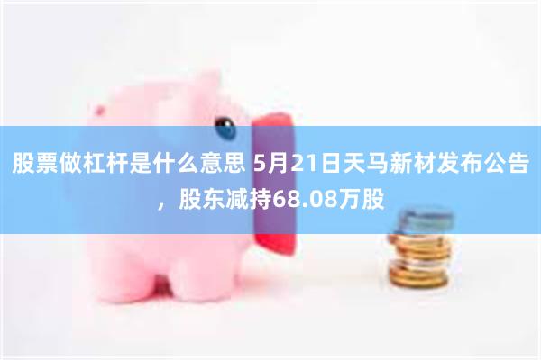 股票做杠杆是什么意思 5月21日天马新材发布公告，股东减持68.08万股