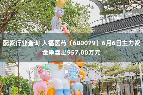 配资行业查询 人福医药（600079）6月6日主力资金净卖出957.00万元