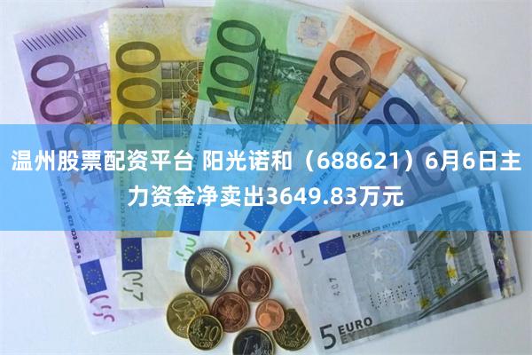 温州股票配资平台 阳光诺和（688621）6月6日主力资金净卖出3649.83万元