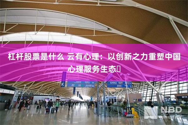 杠杆股票是什么 云有心理：以创新之力重塑中国心理服务生态‌