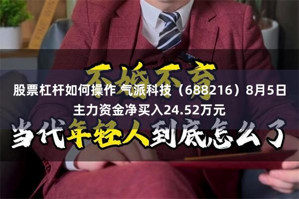 股票杠杆如何操作 气派科技（688216）8月5日主力资金净买入24.52万元