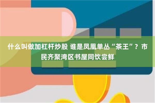 什么叫做加杠杆炒股 谁是凤凰单丛“茶王”?市民齐聚湾区书屋同饮尝鲜