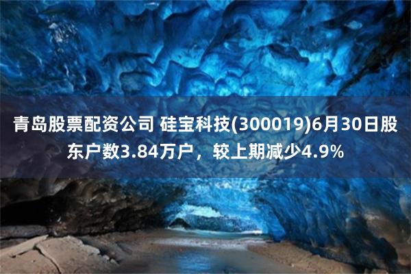 青岛股票配资公司 硅宝科技(300019)6月30日股东户数3.84万户,较上期减少4.9%