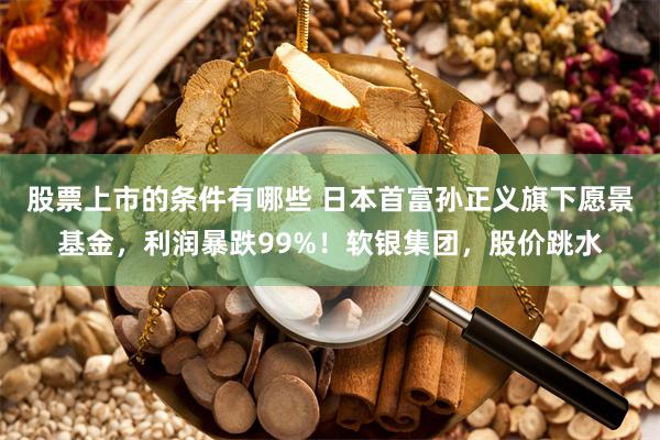 股票上市的条件有哪些 日本首富孙正义旗下愿景基金，利润暴跌99%！软银集团，股价跳水