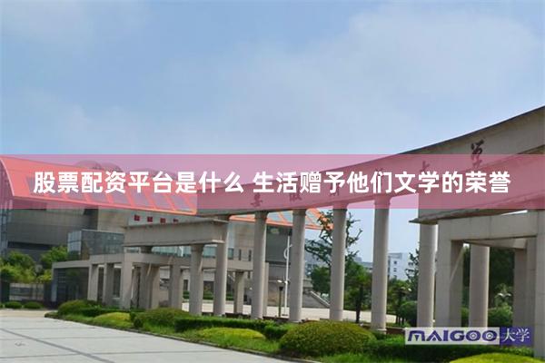 股票配资平台是什么 生活赠予他们文学的荣誉