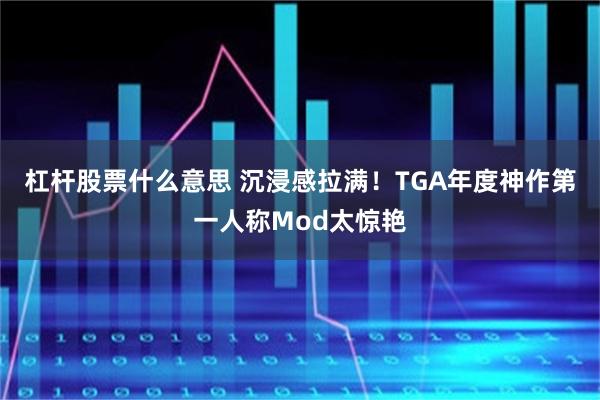 杠杆股票什么意思 沉浸感拉满！TGA年度神作第一人称Mod太惊艳